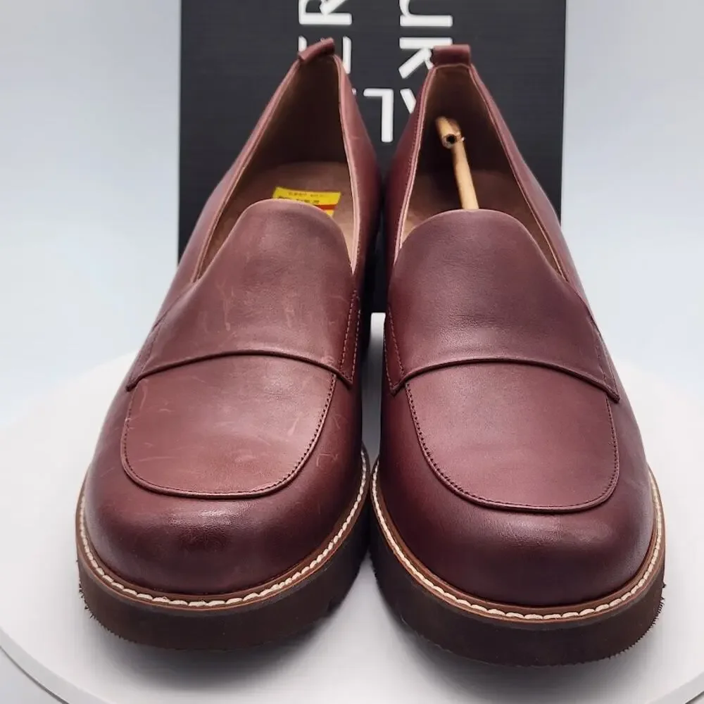 NEW Naturalizer Darry Cabernet Leather Lug Sole Loafers Women's Size 12M Comfort